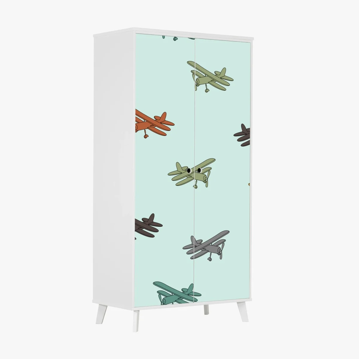 Sticker pour armoire motif biplans colorés sur fond pastel – Wallnifity® Sticker pour armoire motif biplans colorés sur fond pastel – Wallnifity®