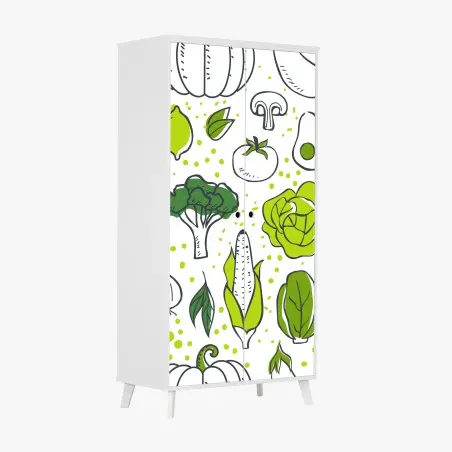 Sticker pour armoire motif légumes frais et graphiques – Wallnifity®
