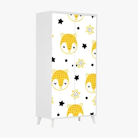 Sticker pour armoire motif oursons jaunes et étoiles pour chambre d'enfant – Wallnifity®