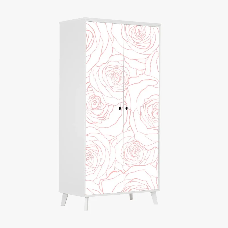 Sticker pour armoire motif floral minimaliste de roses délicates – Wallnifity®
