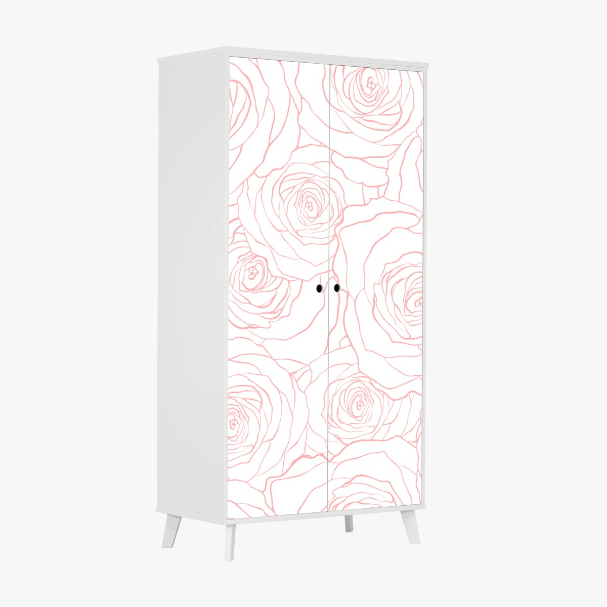 Sticker pour armoire motif floral minimaliste de roses délicates – Wallnifity®