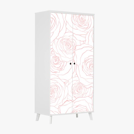 Sticker pour armoire motif floral minimaliste de roses délicates – Wallnifity®