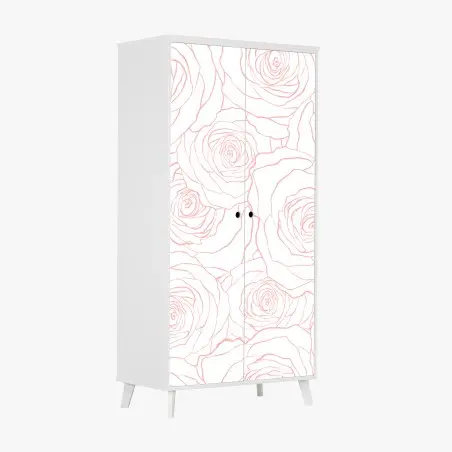 Sticker pour armoire motif floral minimaliste de roses délicates – Wallnifity®