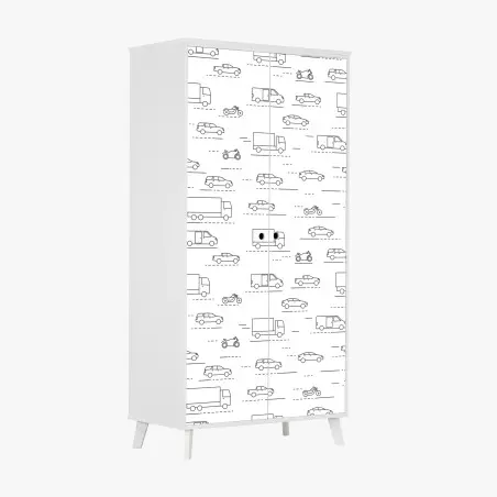Sticker pour armoire motif minimaliste de véhicules en mouvement – Wallnifity®