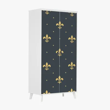 Sticker pour armoire motif fleur de lys doré sur fond bleu nuit – Wallnifity®