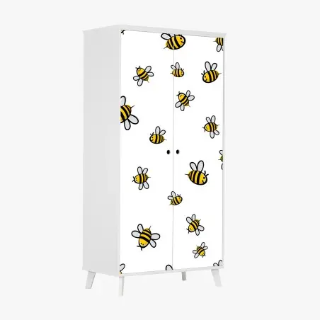 Sticker pour armoire motif d'abeilles joyeuses sur fond blanc – Wallnifity®