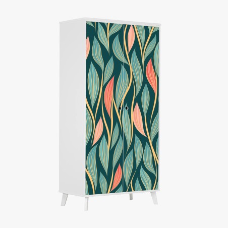 Sticker pour armoire motif feuilles élégantes art déco – Wallnifity®