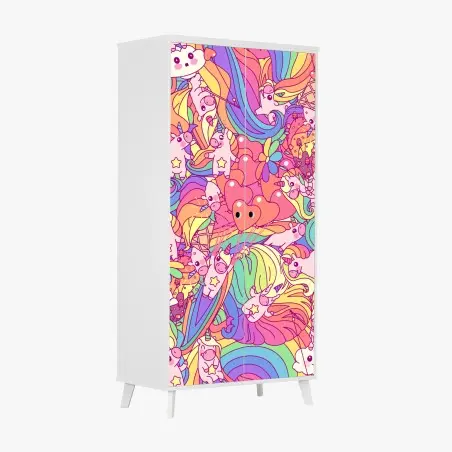 Sticker pour armoire rêve de licornes arc-en-ciel – Wallnifity®