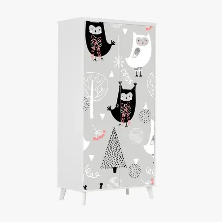 Sticker pour armoire motif de chouettes scandinaves pour chambre d'enfant – Wallnifity®
