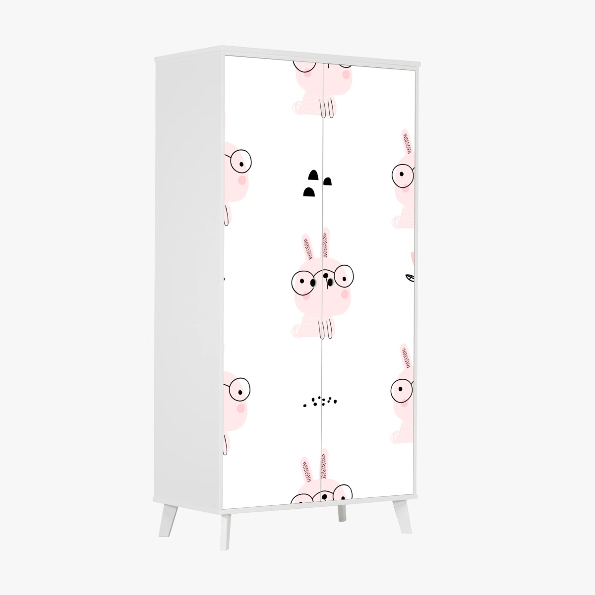 Sticker pour armoire motif de lapins roses à lunettes pour chambre d'enfant – Wallnifity®
