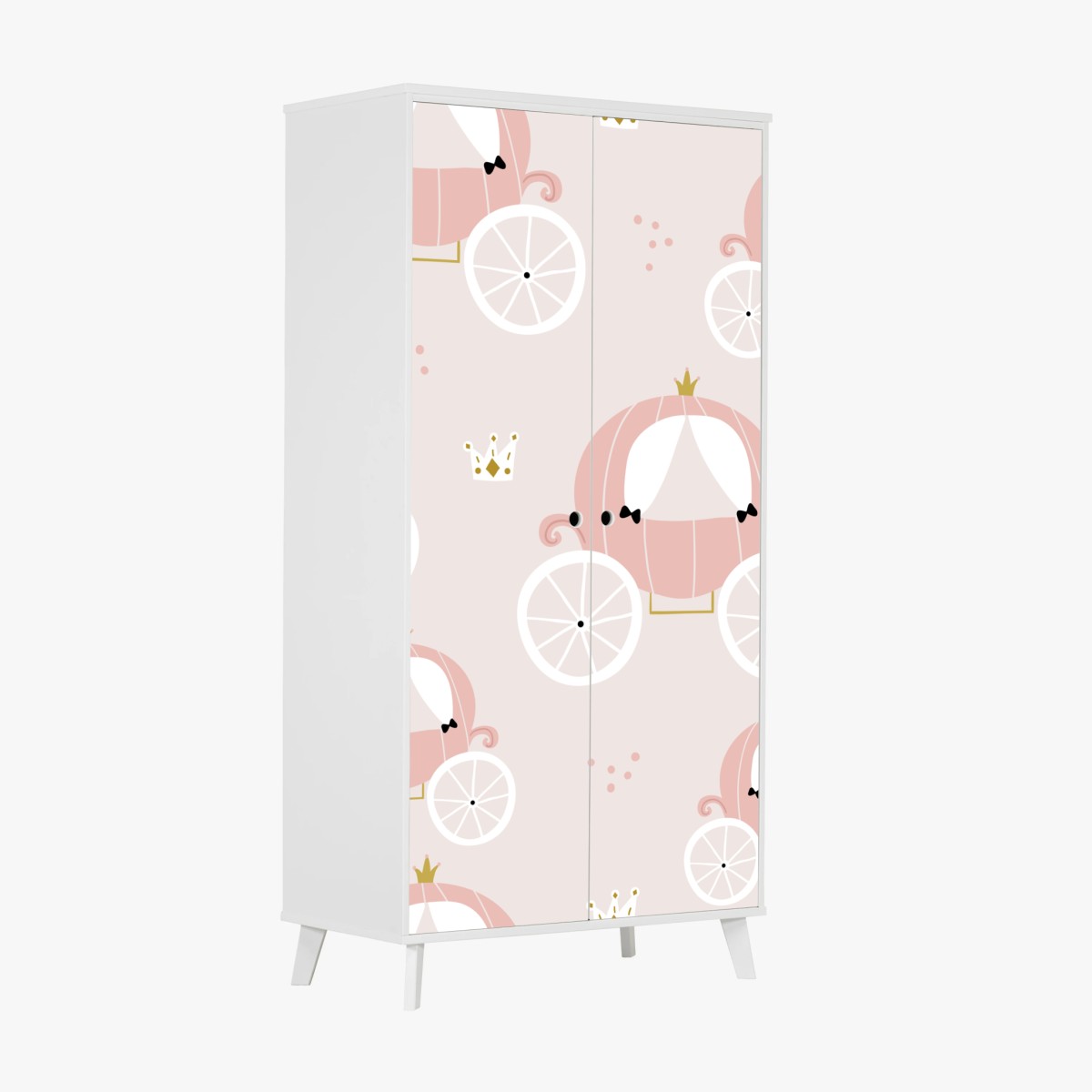 Sticker pour armoire carrosse de princesse motif féerique rose – Wallnifity®