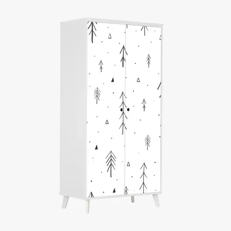 Sticker pour armoire sapins minimalistes scandinaves en noir et blanc – Wallnifity®