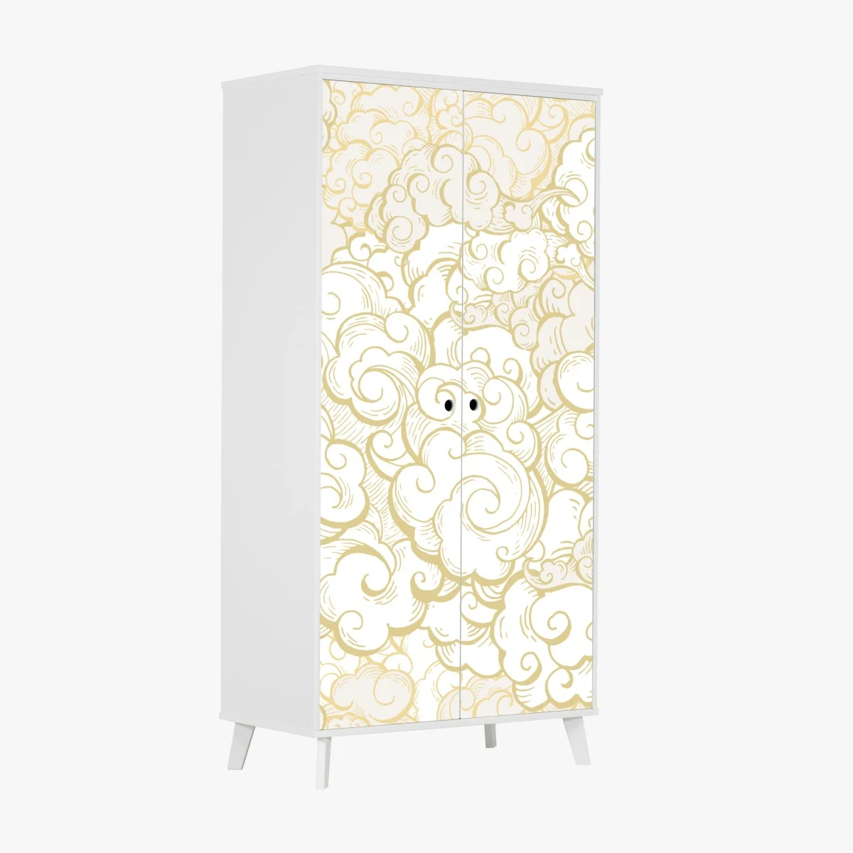 Sticker pour armoire nuages stylisés dorés sur fond blanc – Wallnifity® Sticker pour armoire nuages stylisés dorés sur fond blanc – Wallnifity®