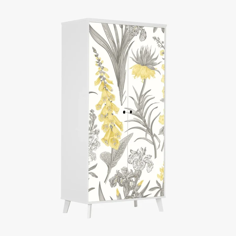 Sticker pour armoire motif floral botanique jaune et gris – Wallnifity® Sticker pour armoire motif floral botanique jaune et gris – Wallnifity®