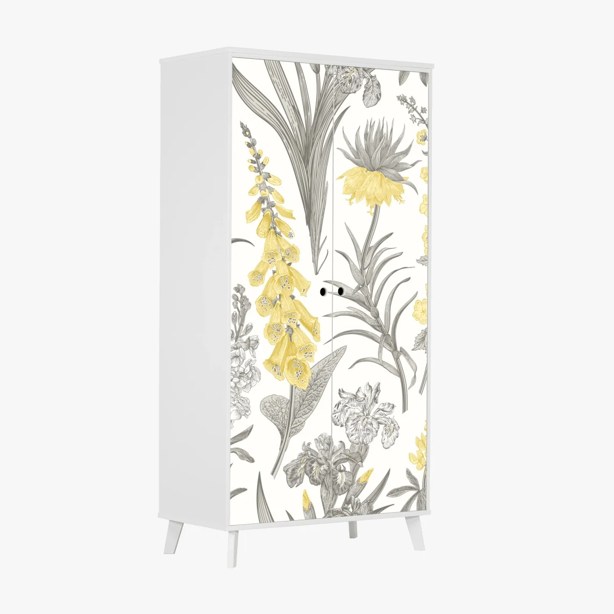 Sticker pour armoire motif floral botanique jaune et gris – Wallnifity® Sticker pour armoire motif floral botanique jaune et gris – Wallnifity®