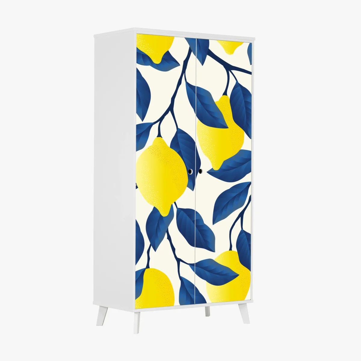 Sticker pour armoire motif citrons et feuilles bleues – Wallnifity® Sticker pour armoire motif citrons et feuilles bleues – Wallnifity®