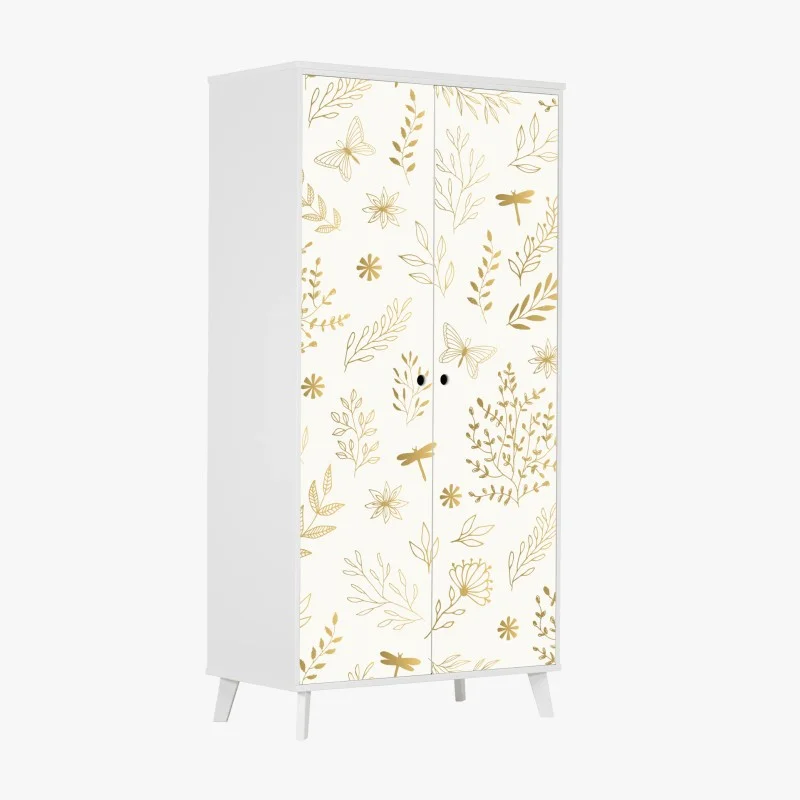 Sticker pour armoire motif botanique doré minimaliste – Wallnifity®