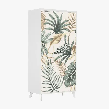 Sticker pour armoire motif feuillage tropical aux tons naturels – Wallnifity®
