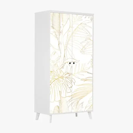 Sticker pour armoire motif botanique doré de feuilles tropicales – Wallnifity®