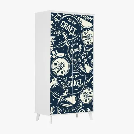 Sticker pour armoire motif bière artisanale rétro et graphique – Wallnifity®