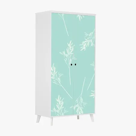 Sticker pour armoire motif herbes délicates sur fond menthe – Wallnifity®