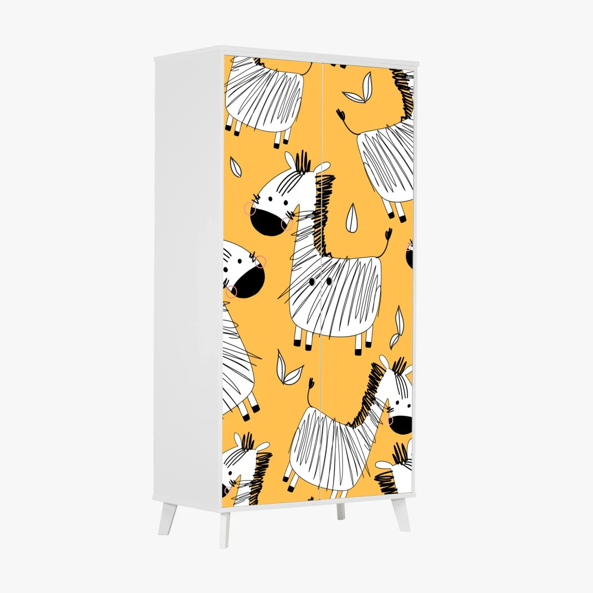 Sticker pour armoire motif zèbres joyeux sur fond jaune – Wallnifity® Sticker pour armoire motif zèbres joyeux sur fond jaune – Wallnifity®