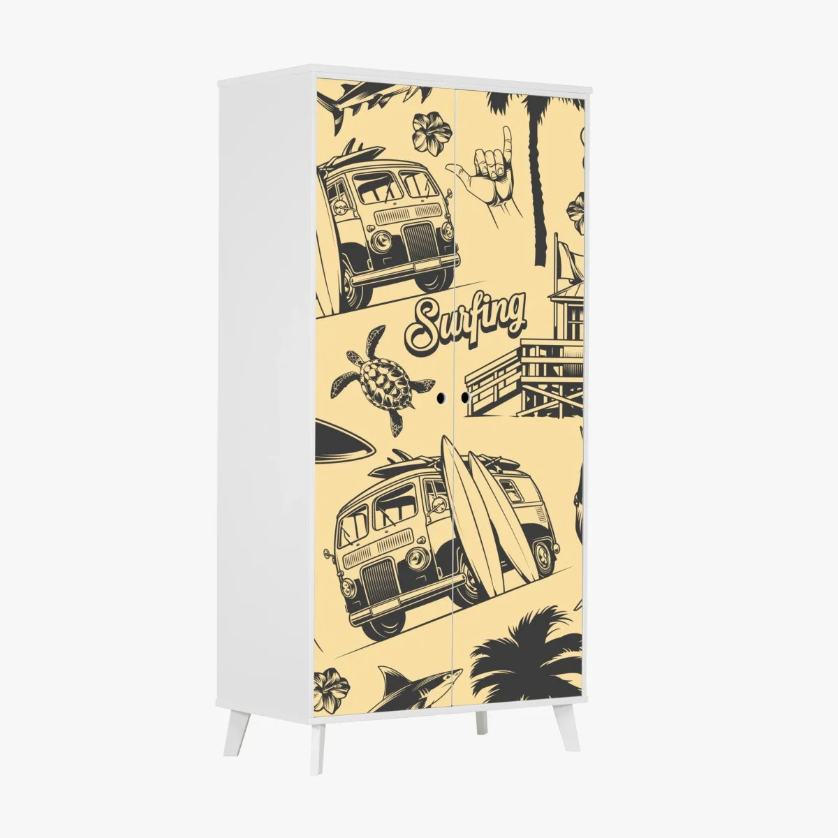 Sticker pour armoire motif surf tropical rétro – Wallnifity® Sticker pour armoire motif surf tropical rétro – Wallnifity®