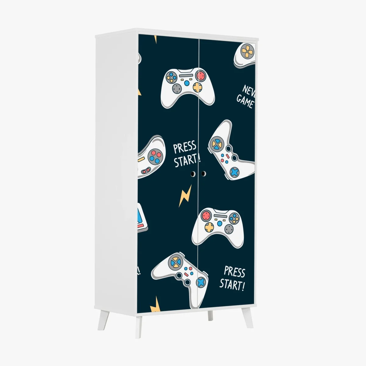 Sticker pour armoire motif manettes de jeux vidéo rétro et slogans ludiques – Wallnifity® Sticker pour armoire motif manettes de jeux vidéo rétro et slogans ludiques – Wallnifity®