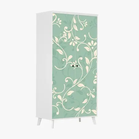 Sticker pour armoire motif floral vintage en vert sauge – Wallnifity®