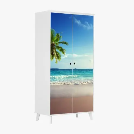 Sticker pour armoire plage paradisiaque des Caraïbes au coucher du soleil – Wallnifity®
