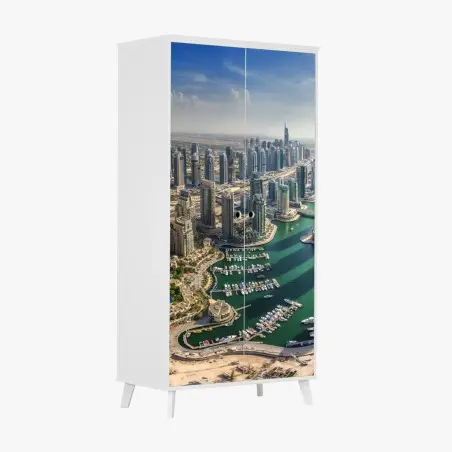 Sticker pour armoire panorama moderne de Dubai Marina – Wallnifity®