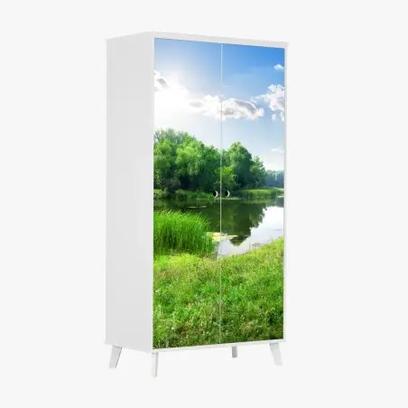 Sticker pour armoire paysage estival au bord du lac – Wallnifity®