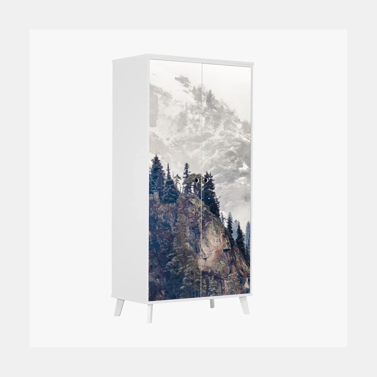 Sticker pour armoire falaise enneigée et forêt de pins – Wallnifity® Sticker pour armoire falaise enneigée et forêt de pins – Wallnifity®