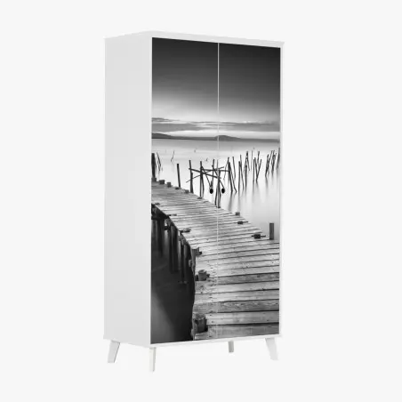 Sticker pour armoire jetée solitaire en noir et blanc – Wallnifity®