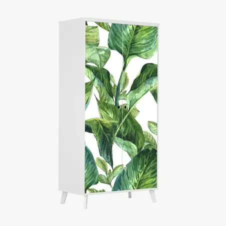 Sticker pour armoire motif de feuilles tropicales en aquarelle – Wallnifity®