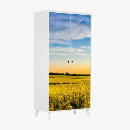 Sticker pour armoire champ de colza au coucher de soleil – Wallnifity®