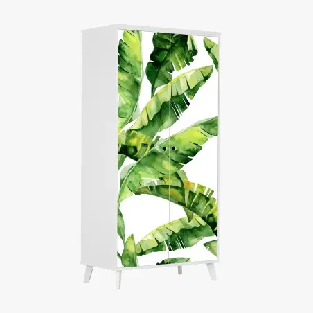 Sticker pour armoire motif feuilles de bananier aquarelle – Wallnifity®