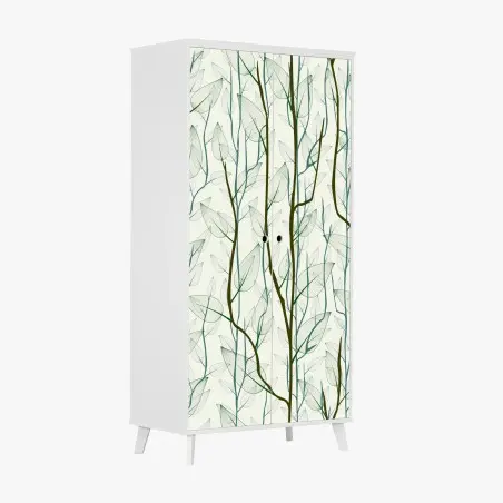 Sticker pour armoire motif délicat de branches et feuilles translucides – Wallnifity®
