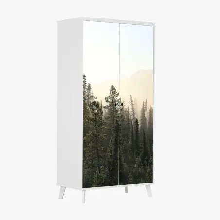 Sticker pour armoire forêt brumeuse au lever du soleil – Wallnifity®
