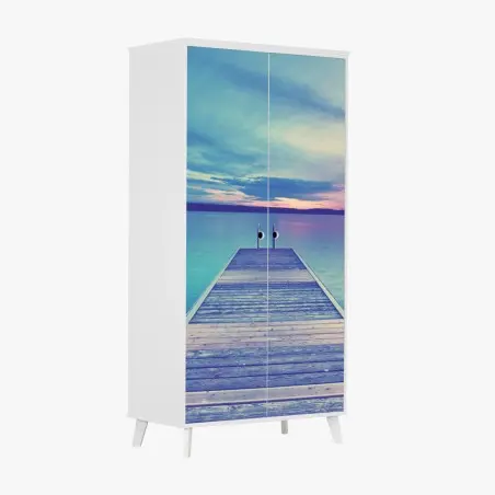 Sticker pour armoire ponton vers l'horizon au coucher de soleil – Wallnifity®