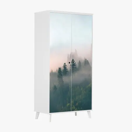 Sticker pour armoire brume matinale en forêt – Wallnifity®