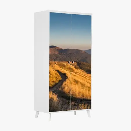 Sticker pour armoire crête montagneuse dorée au coucher du soleil – Wallnifity®