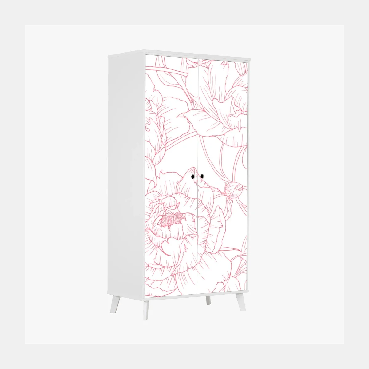 Sticker pour armoire pivoines délicates aux contours roses – Wallnifity® Sticker pour armoire pivoines délicates aux contours roses – Wallnifity®