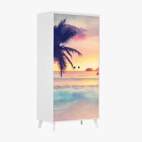 Sticker pour armoire paysage tropical au coucher de soleil – Wallnifity®