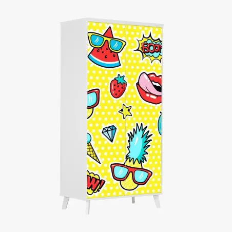 Sticker pour armoire motifs pop art estivaux colorés – Wallnifity®