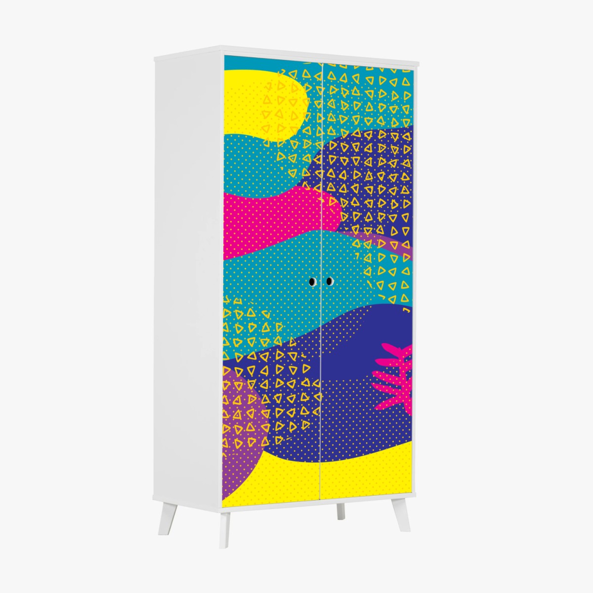 Sticker pour armoire composition abstraite colorée à motifs tropicaux – Wallnifity®