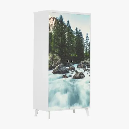 Sticker pour armoire rivière alpine du Val Ferret, Alpes italiennes – Wallnifity®