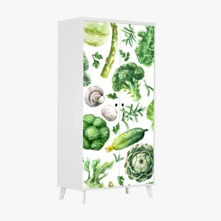 Sticker pour armoire motif légumes verts en aquarelle – Wallnifity®