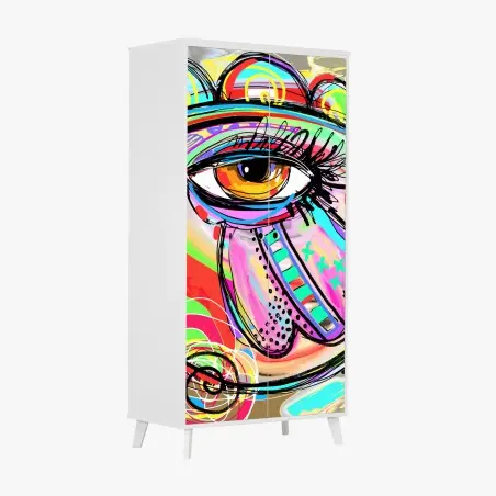 Sticker pour armoire regard pop-art multicolore et abstrait – Wallnifity®