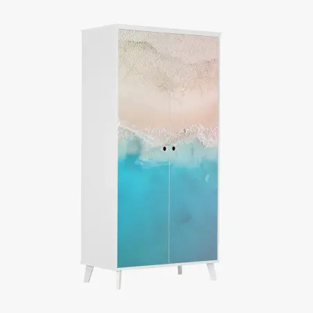Sticker pour armoire rivage pastel en vue aérienne – Wallnifity®